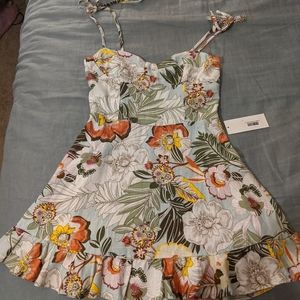 Red Dress Linen Floral Dress